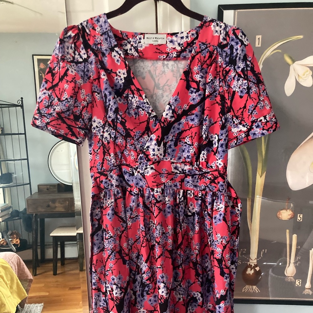 Wolf & Whistle Pink Floral Party Dress